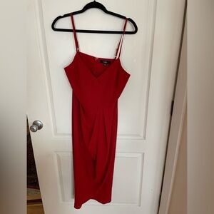 Lulu's Striking Scarlet Midi Dress